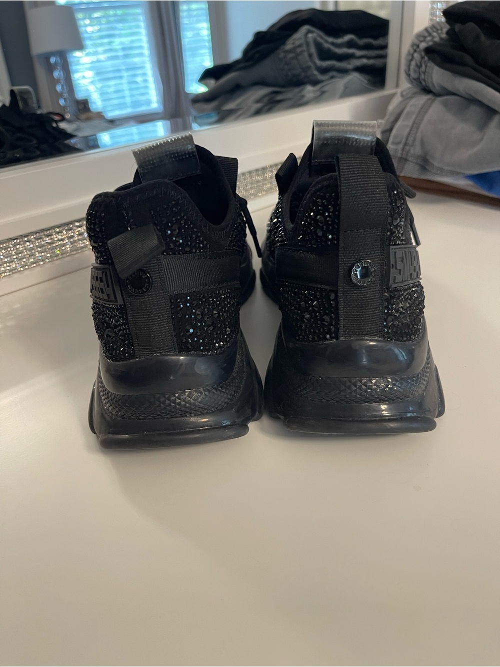 Steve Madden Maxima Black Rhinestone Sneakers - Picture 4 of 6